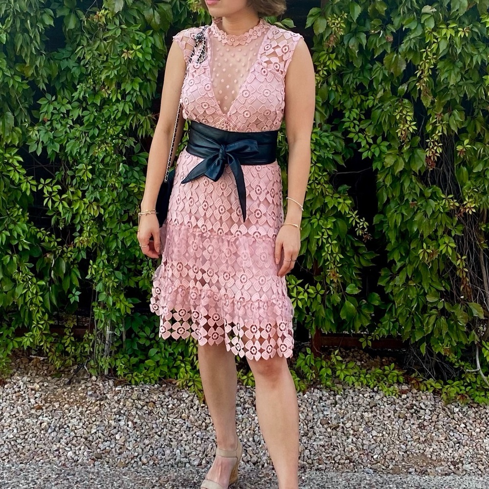Romeo & Juliet Couture Blush Floral Lace Top